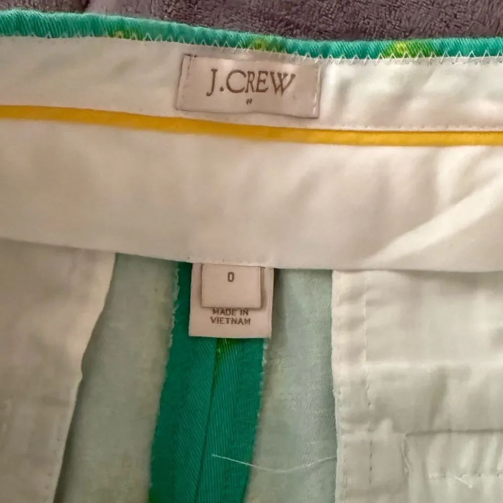 J. Crew Turquoise Pineapple Print High Waist Shorts Size 0